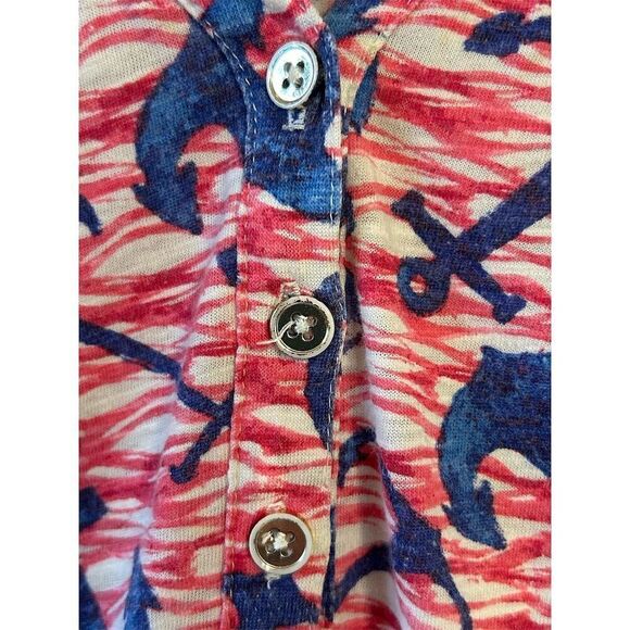 Caribbean Joe Women's 1X Multicolor Anchor Print Sleeveless Tank Top - Picture 4 of 6